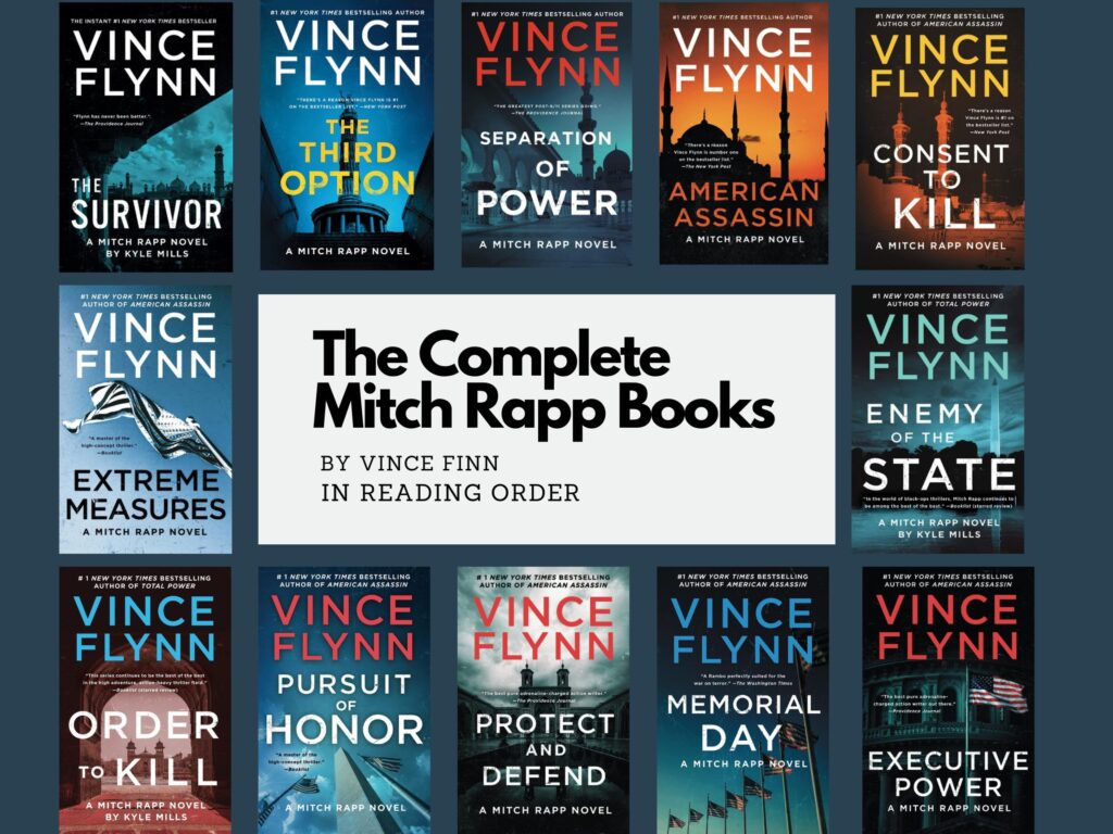 The Complete Mitch Rapp Books list in a infographic